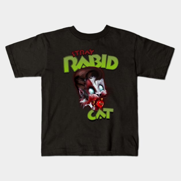 Stray Rabid Cat Kids T-Shirt by hardtbonez